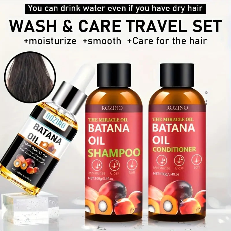 [Three-Piece Set] ROZINO Bata Na Oil Shampoo and Hair Care Set